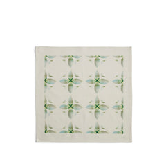 Stencil and Spray Painted Linen Napkin in Cyan