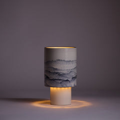Stack Small Table Lamp in Midnight and Opaque White Watercolor