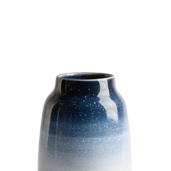 Wide Vase in Midnight, Stillwater, and Opaque White
