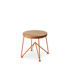 Quarter Sawn Oak Stool with Red Orange Base