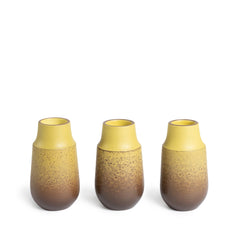 Neck Vase in Ochre and Matte Brown