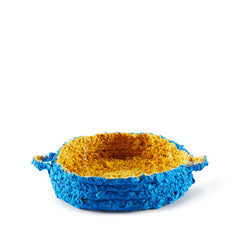 Small Round Nesting Tray in Blue and Yellow