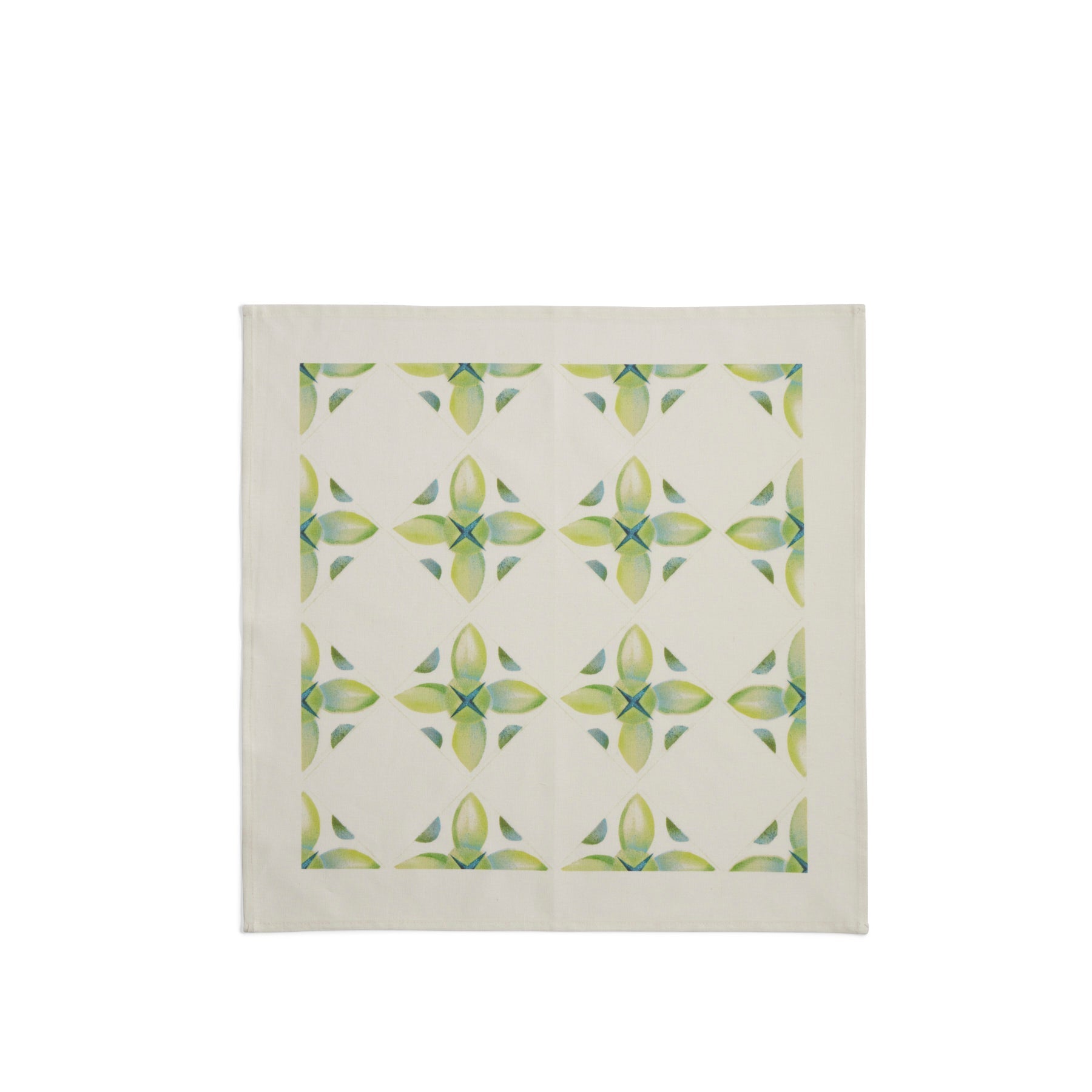 Stencil and Spray Painted Linen Napkin in Avocado