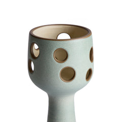 Large Lighthouse Candleholder in Oat and Penny Green