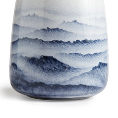Wide Vase in Midnight and Opaque White Watercolor