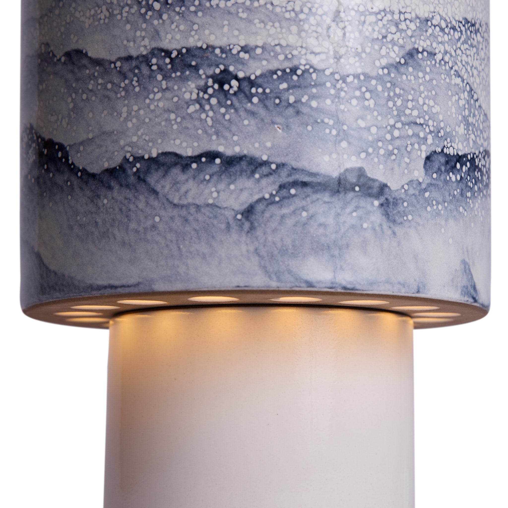 Stack Small Table Lamp in Midnight and Opaque White Watercolor