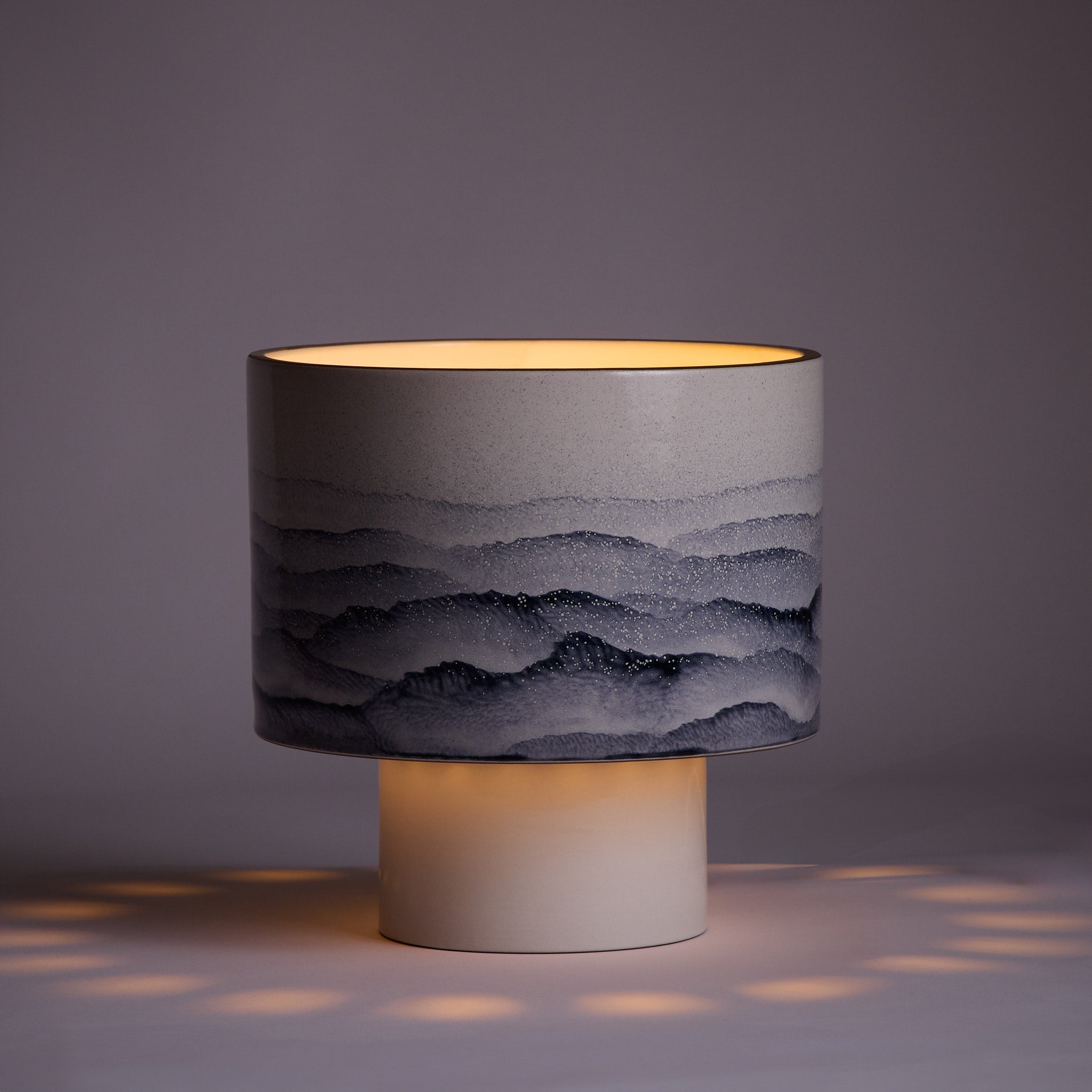 Stack Wide Table Lamp in Midnight and Opaque White Watercolor