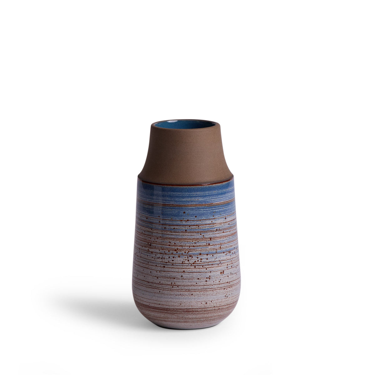 Neck Vase in Wire-Combed Opal Pacific / Buckwheat / Brick