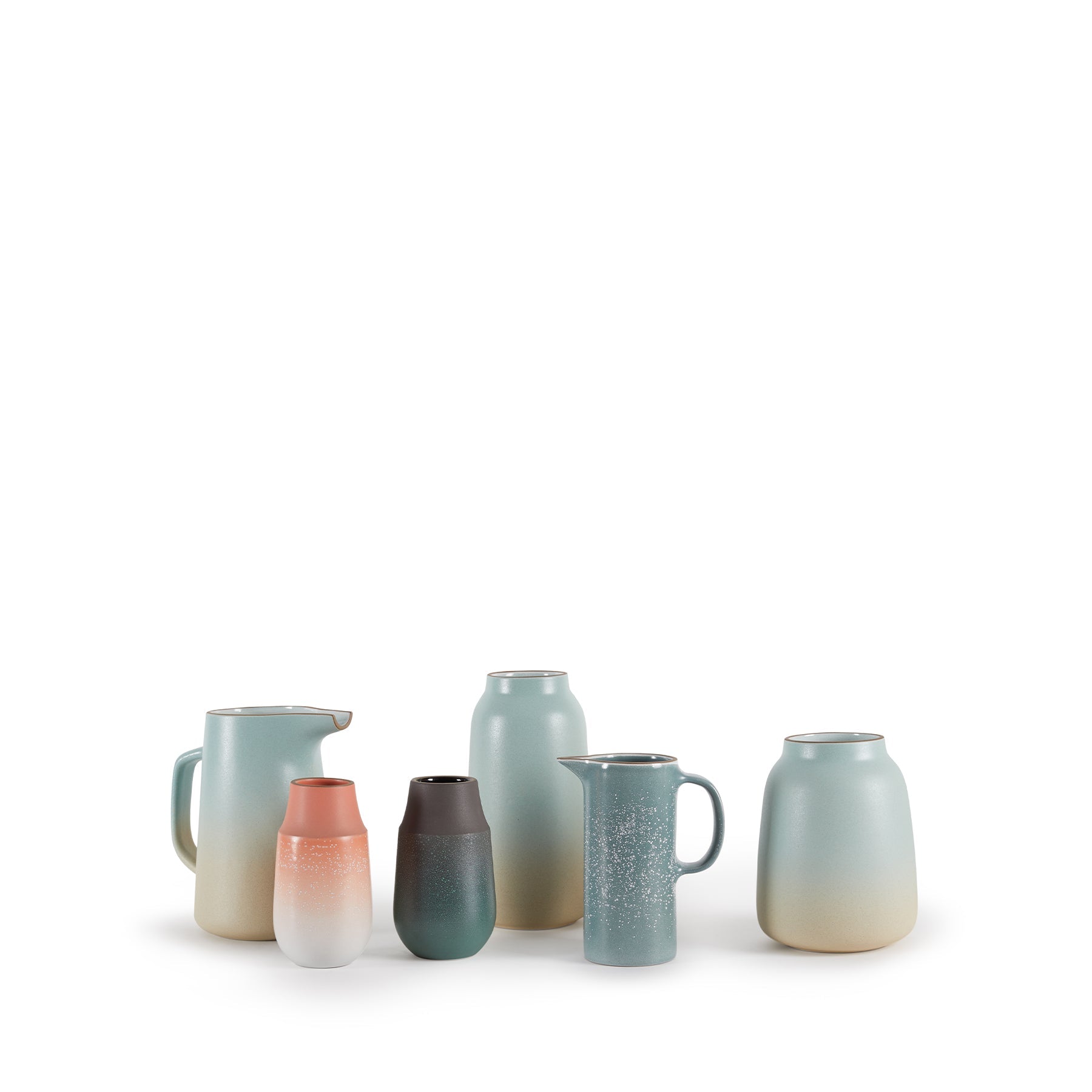 Neck Vase in Grapefruit and Opaque White