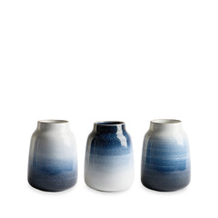 Wide Vase in Midnight, Stillwater, and Opaque White