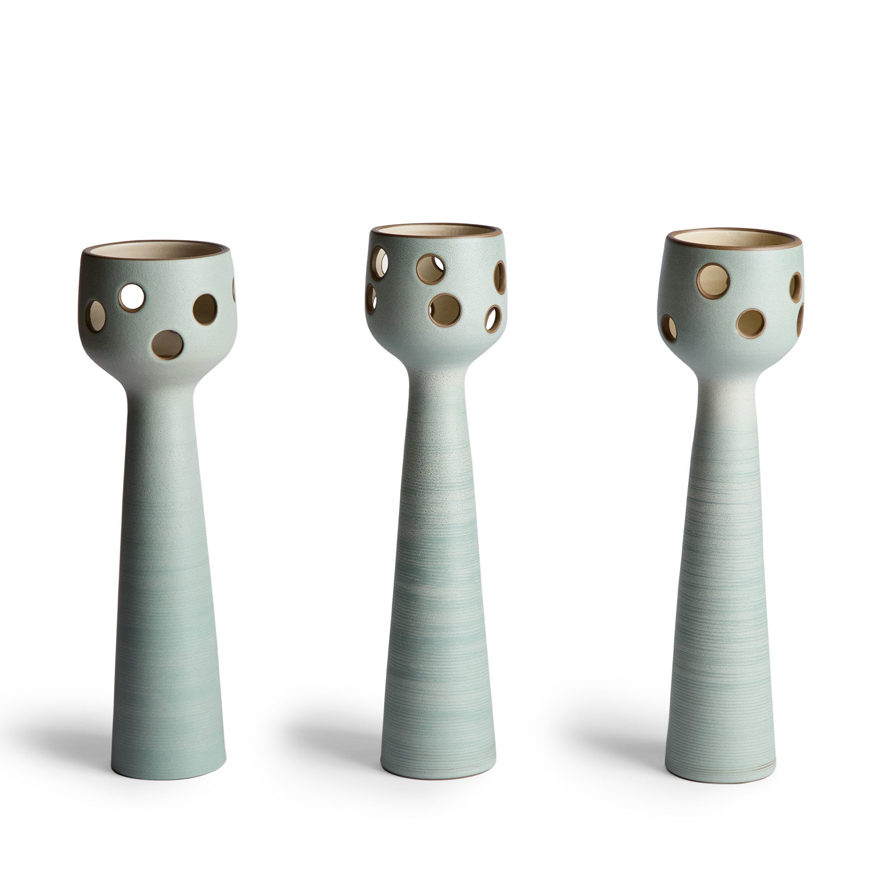 Large Lighthouse Candleholder in Oat and Penny Green