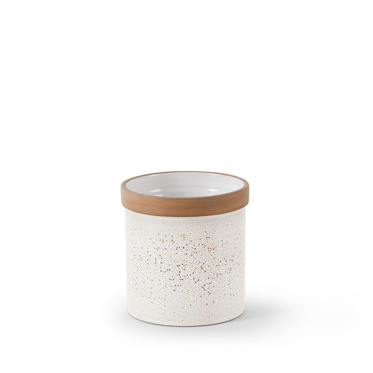 Utensil Crock in Opaque White and Matte Brown