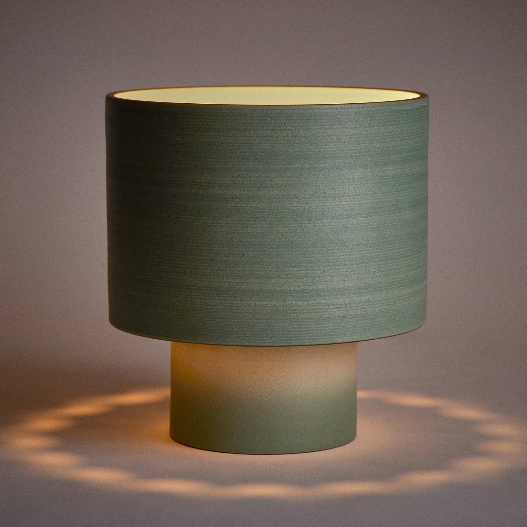 Stack Wide Table Lamp in Oat and Penny Green