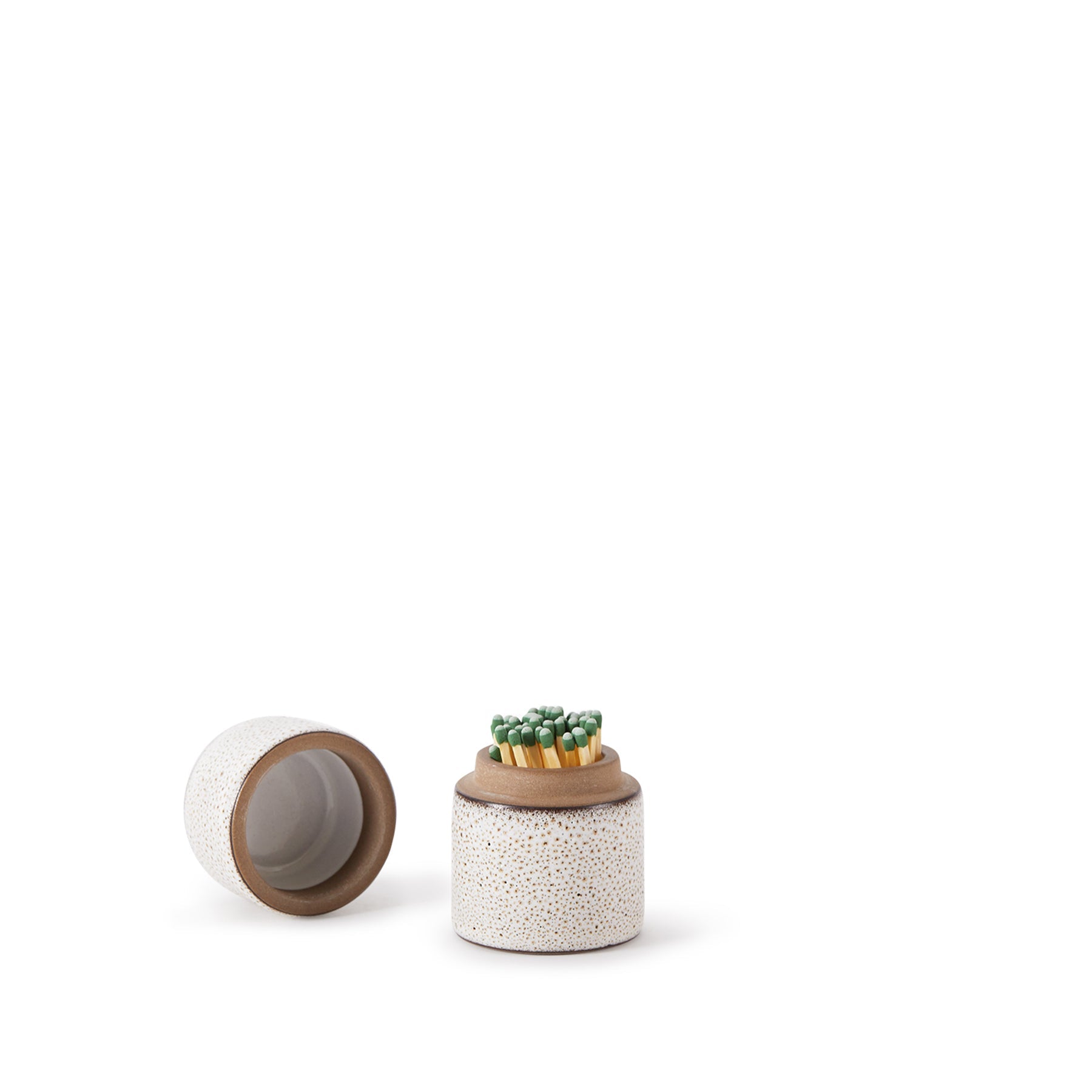 Matchstick Holder in Opaque White and Matte Brown