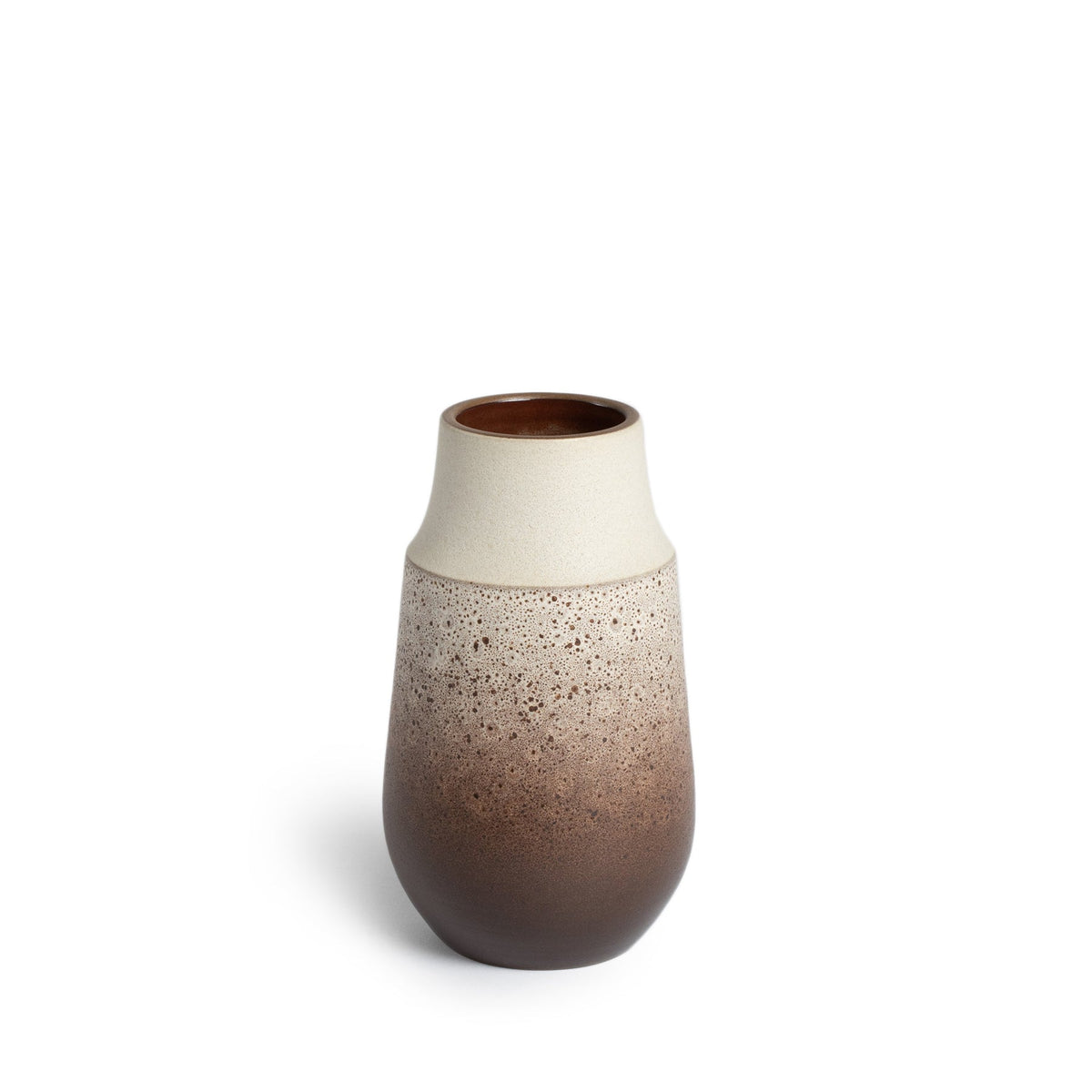 Neck Vase in Vanilla Bean and Matte Brown Fade