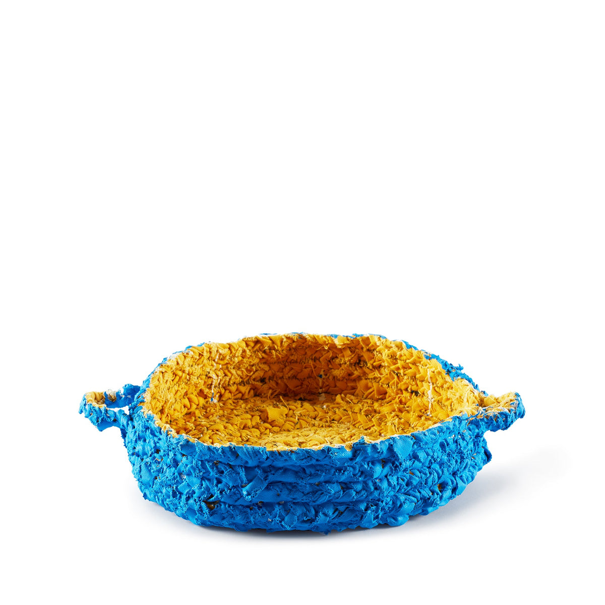 Small Round Nesting Tray in Blue and Yellow