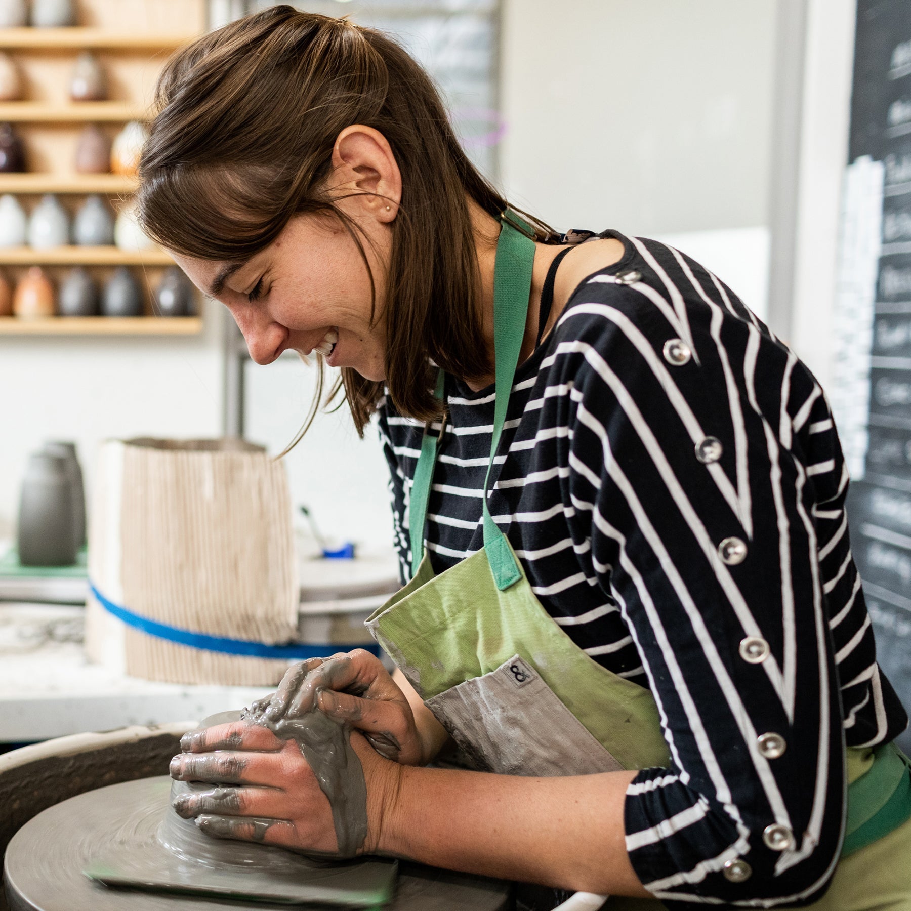 Neck Vase in Indigo and Opaque White